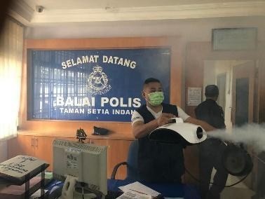Support for police stations: Disinfection activities at police premises in Johor.