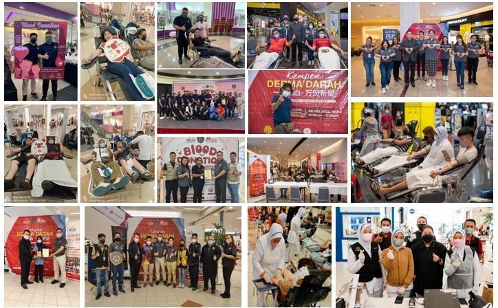 Blood donation campaigns · 2022: MTPN and YMLM · Campaign photographs from across Malaysia.