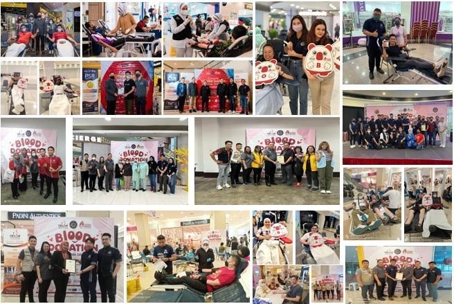 Blood donation campaigns · 2023: MTPN and YMLM · Campaign photographs from across Malaysia.